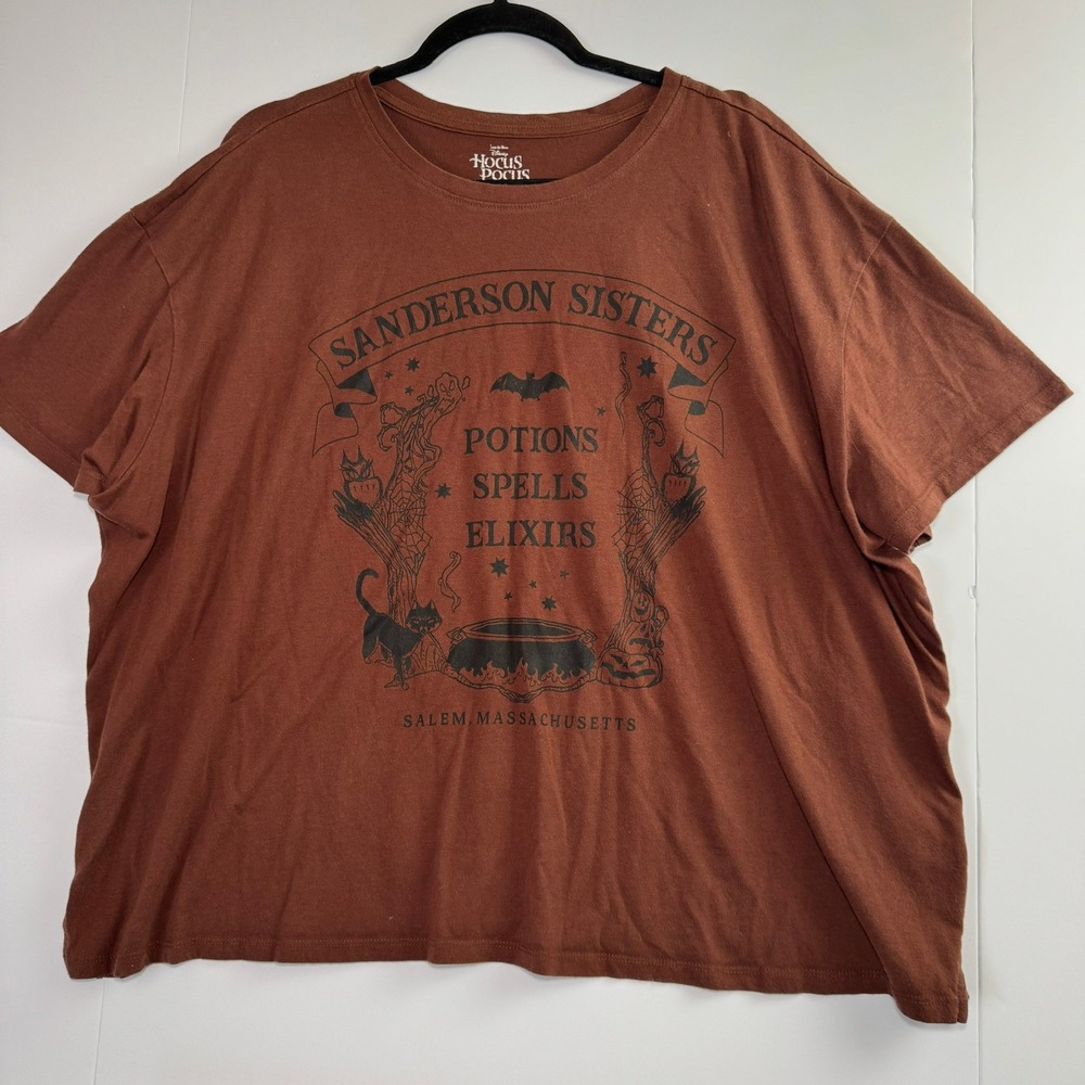 Disney Hocus Pocus Sanderson Sisters Graphic Tee Rust Brown Women 2X Halloween
